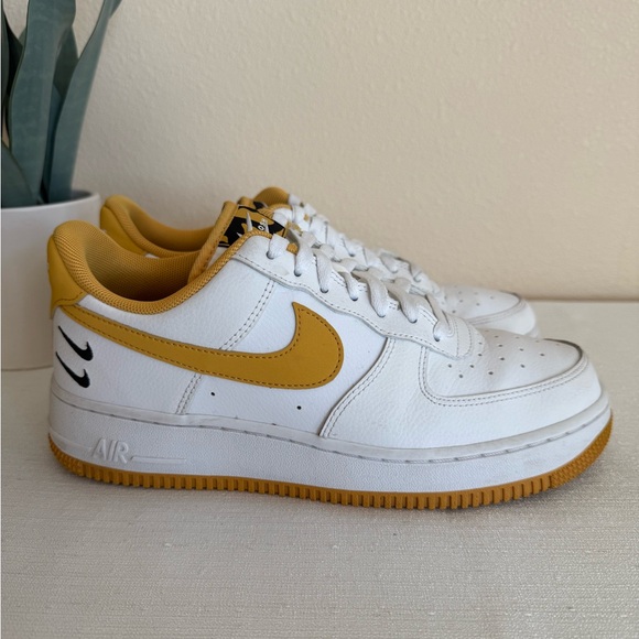 Nike Shoes - Nike Air White/Gold Leather Casual Sneakers
